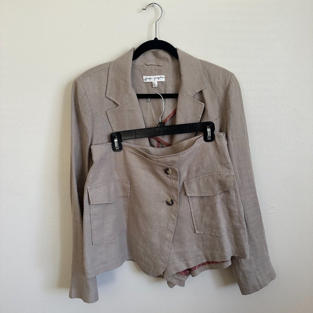 Free People  Slice Of Action Linen Skort Suit | Size 10